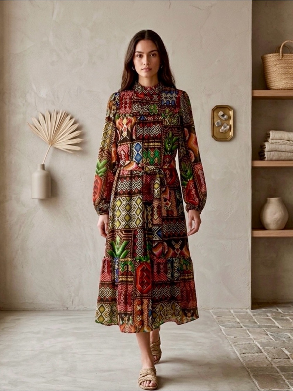 FARM Rio Patchwork Maxi Dress in Multi-Color